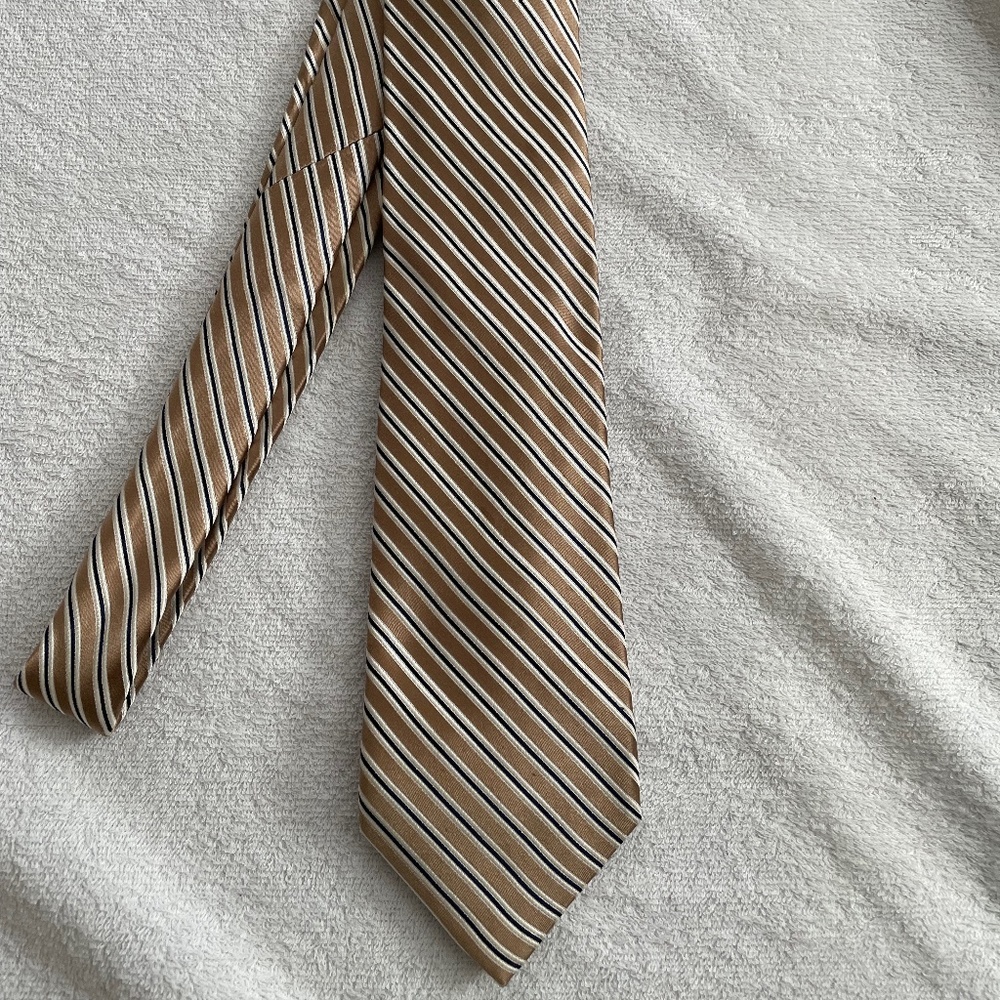Chaps Gold Striped Silk Neck Tie